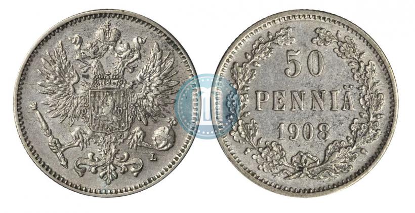 Фото 50 пенни 1908 года L 