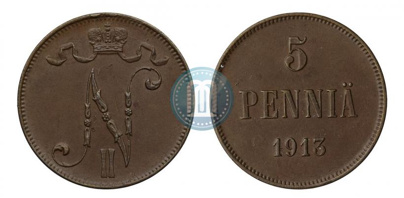 Picture 5 pennia 1913 year  