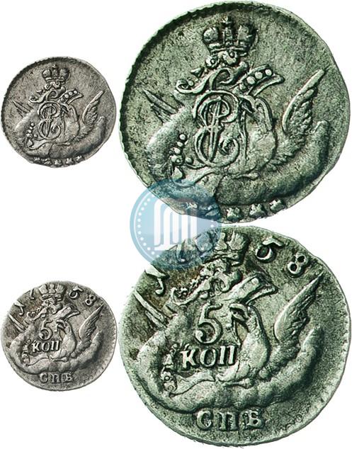 Фото 5 копеек 1758 года СПБ 