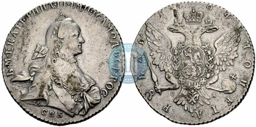 Фото 1 рубль 1764 года СПБ-СА 
