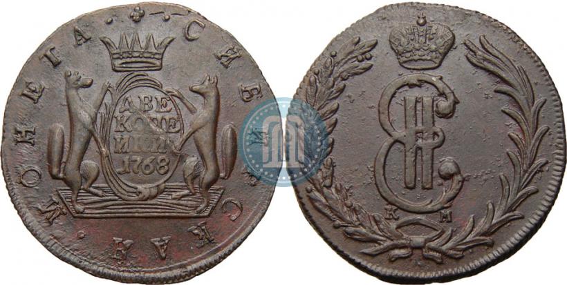 Фото 2 копейки 1768 года КМ 