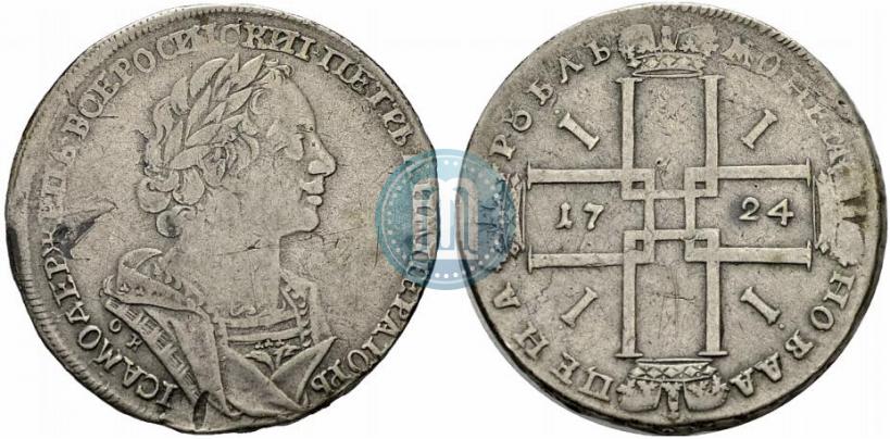 Фото 1 рубль 1724 года OK "Портрет в античных доспехах"