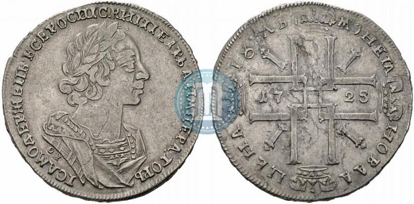 Фото 1 рубль 1725 года OK "Портрет в античных доспехах"