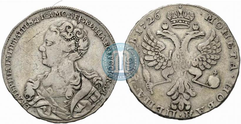 Picture 1 rouble 1726 year  "Moscow type, portrait turned to the left"