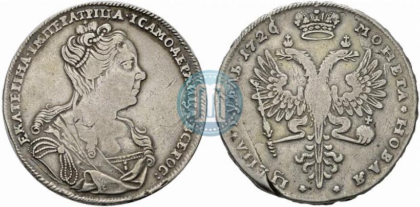 Фото 1 рубль 1726 года  "Московский тип, портрет вправо"