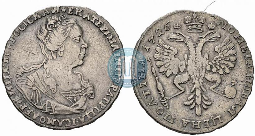 Фото Полтина 1726 года  "Московский тип, портрет вправо"