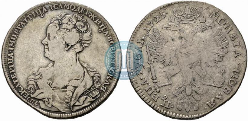 Picture 1 rouble 1725 year СПБ "Petersburg type, portrait turned to the left"