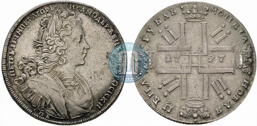 Фото 1 рубль 1727 года СПБ "Петербургский тип"