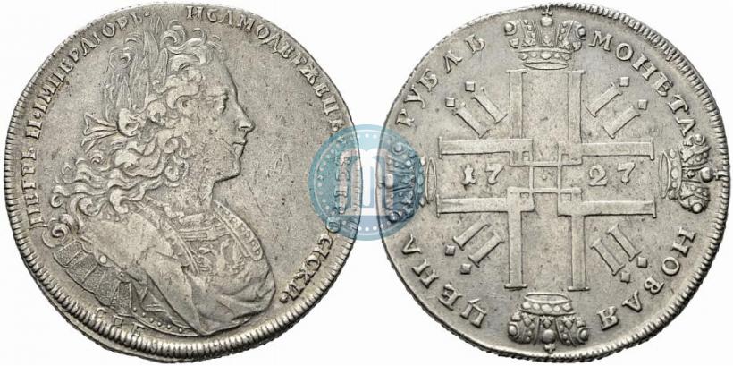 Фото 1 рубль 1727 года СПБ "Петербургский тип"