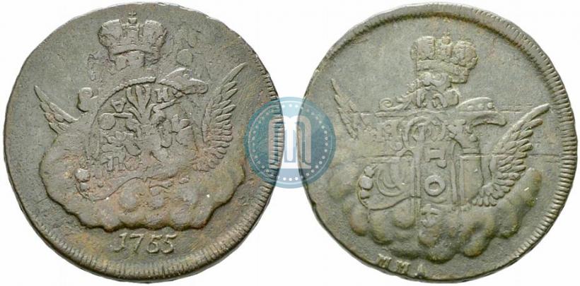 Фото 1 копейка 1755 года ММД 