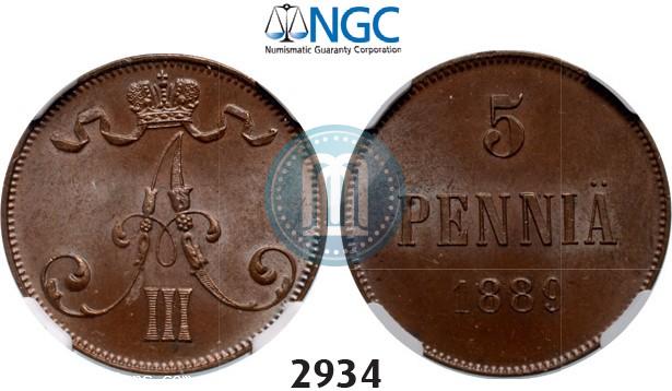 Picture 5 pennia 1889 year  