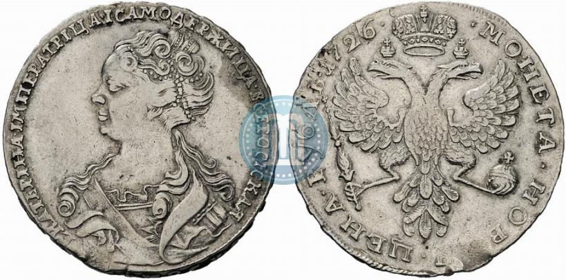 Фото 1 рубль 1726 года  "Московский тип, портрет влево"