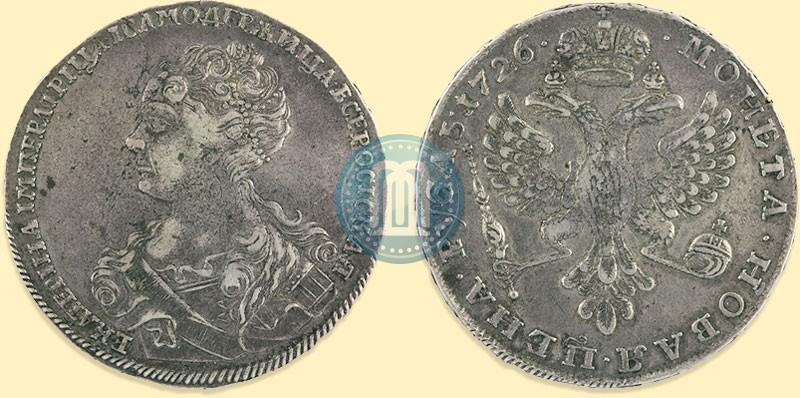 Picture 1 rouble 1726 year  "Moscow type, portrait turned to the left"