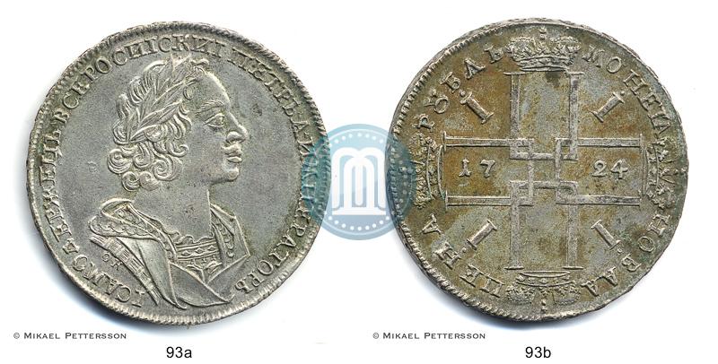 Picture 1 rouble 1724 year OK "Portrait in ancient armour"