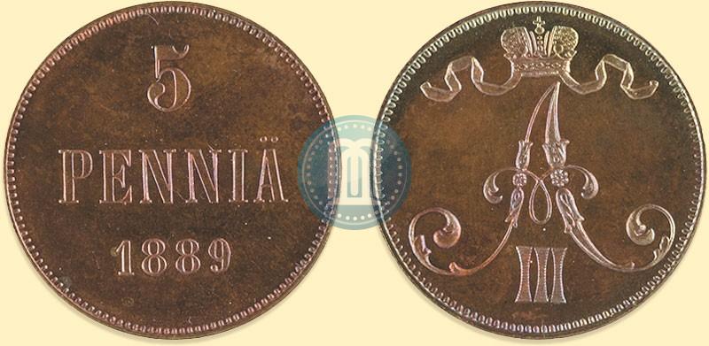 Picture 5 pennia 1889 year  