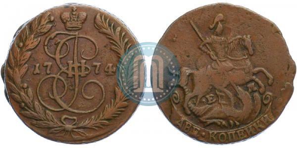Picture 2 kopecks 1774 year ЕМ 