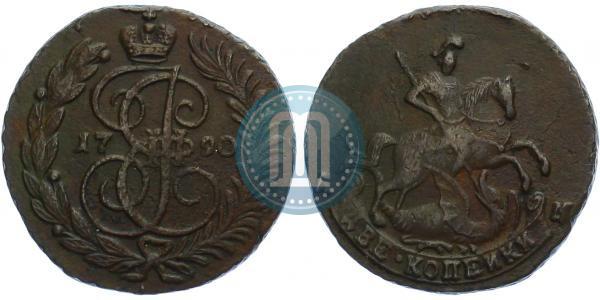 Фото 2 копейки 1790 года АМ 