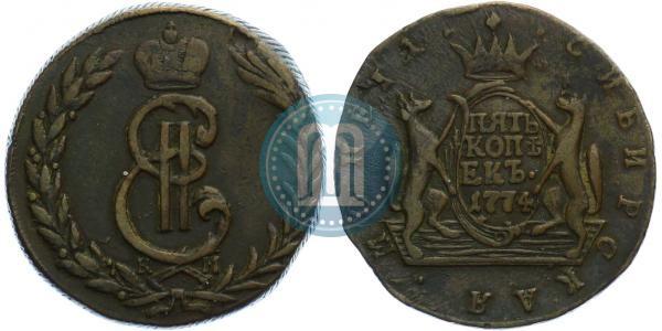 Фото 5 копеек 1774 года КМ 