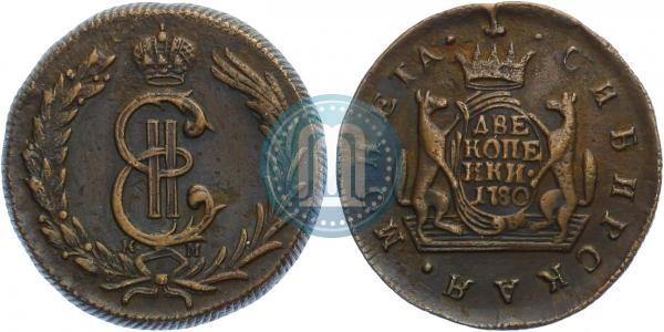 Фото 2 копейки 1780 года КМ 