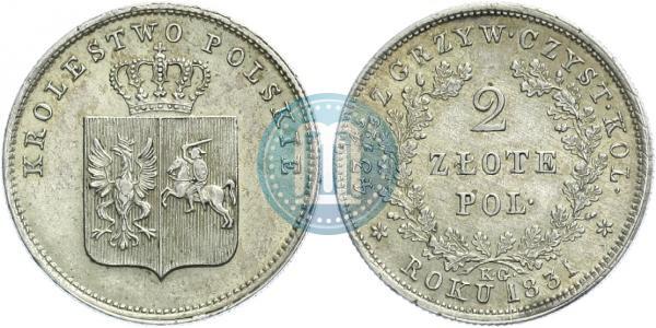 Picture 2 złote 1831 year KG "Polish uprising"