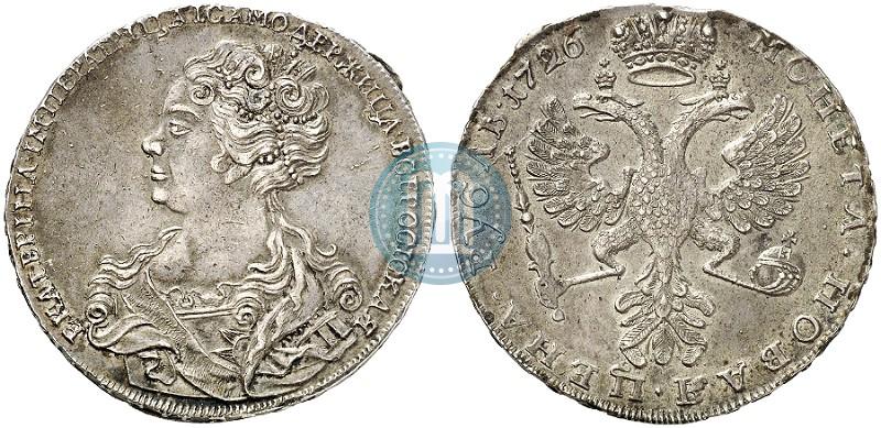 Picture 1 rouble 1726 year  "Moscow type, portrait turned to the left"