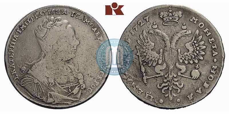 Фото 1 рубль 1727 года  "Московский тип, портрет вправо"