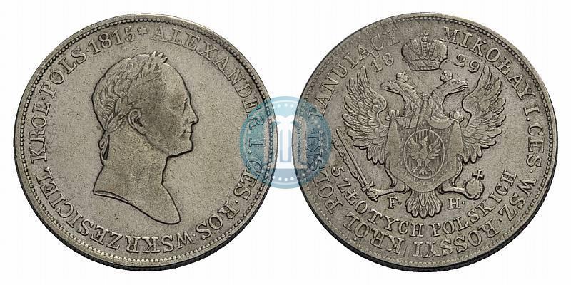 Фото 5 злотых 1829 года FH 