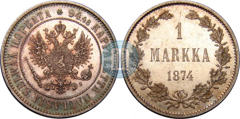Picture 1 markka 1874 year S 
