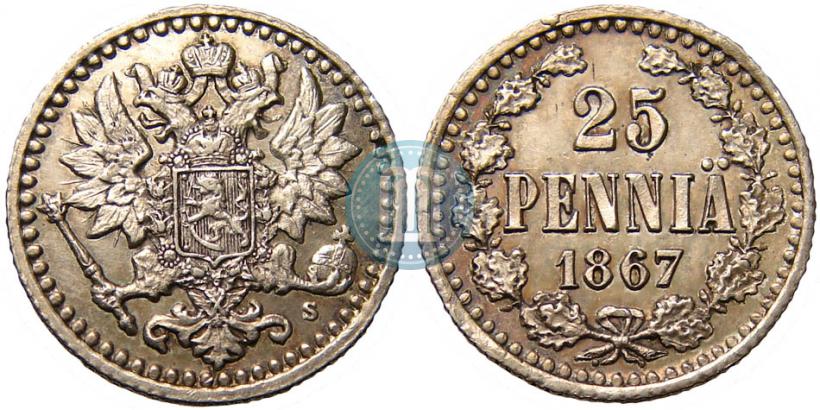 Фото 25 пенни 1867 года S 
