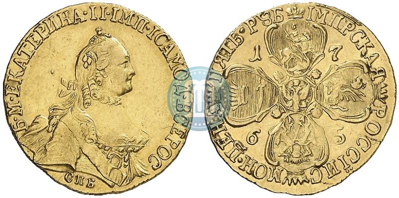 Фото 5 рублей 1765 года СПБ 
