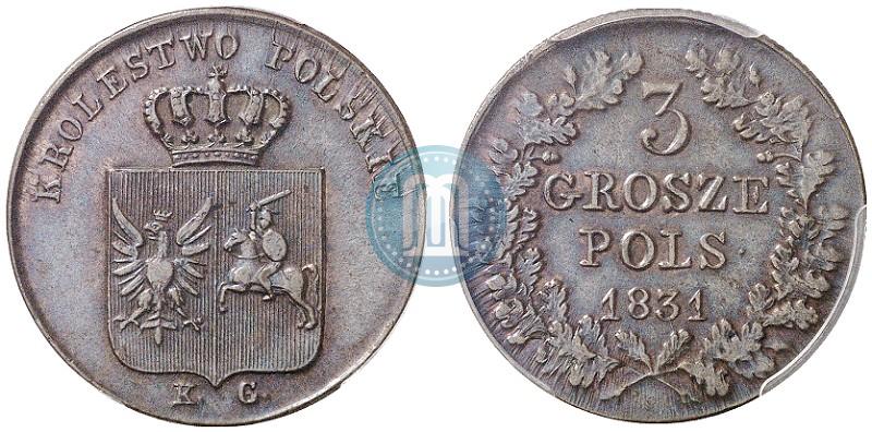 Picture 3 grosze 1831 year KG "Polish uprising"