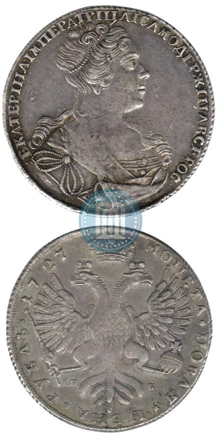 Picture 1 rouble 1727 year СПБ "Petersburg type, portrait turned to the right"