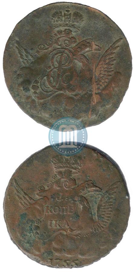 Фото 1 копейка 1755 года  