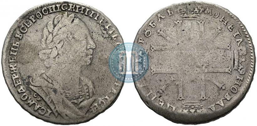 Фото 1 рубль 1725 года OK "Портрет в античных доспехах"
