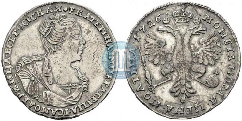 Фото Полтина 1726 года  "Московский тип, портрет вправо"