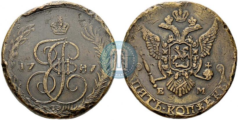 Фото 5 копеек 1787 года ЕМ 