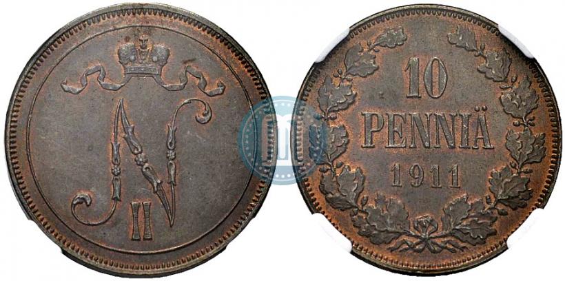 Picture 10 pennia 1911 year  