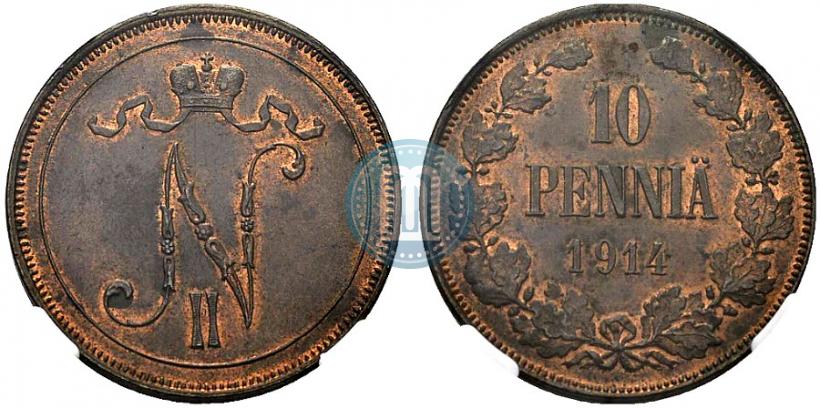 Picture 10 pennia 1914 year  
