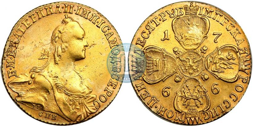 Picture 10 roubles 1766 year СПБ 