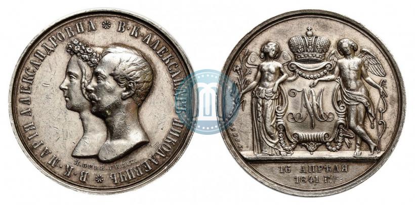 Фото Медаль 1841 года H. GUBE. FECIT "В память бракосочетания наследника престола"