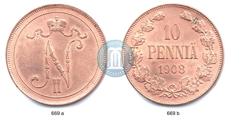 Picture 10 pennia 1908 year  
