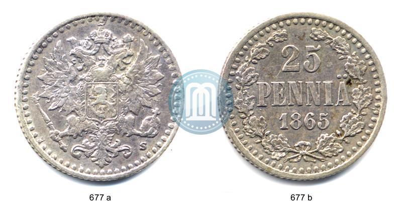 Фото 25 пенни 1865 года S 