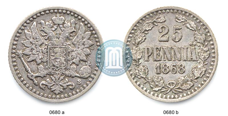 Фото 25 пенни 1868 года S 