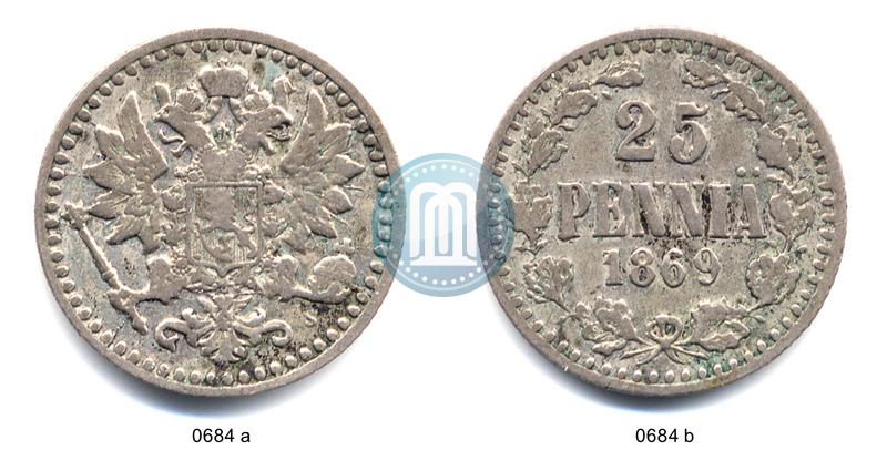 Фото 25 пенни 1869 года S 