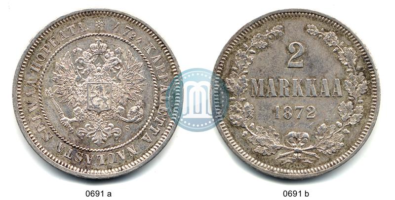 Picture 2 markkaa 1872 year S 