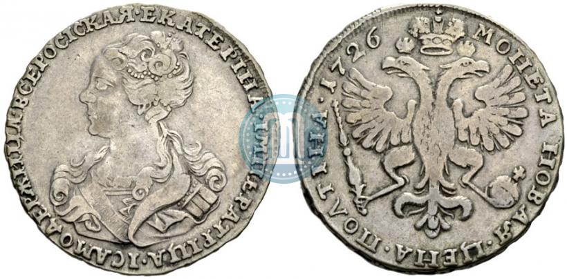 Фото Полтина 1726 года  "Московский тип, портрет влево"