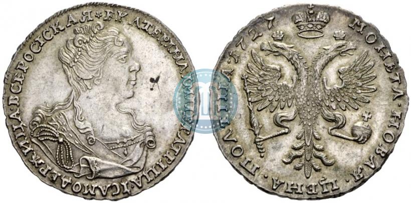 Picture Poltina 1727 year  "Moscow type, portrait turned to the right"