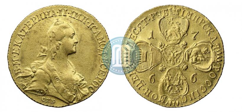 Фото 10 рублей 1766 года СПБ 
