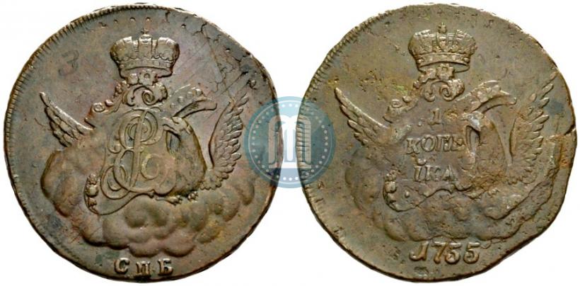 Picture 1 kopeck 1755 year СПБ 