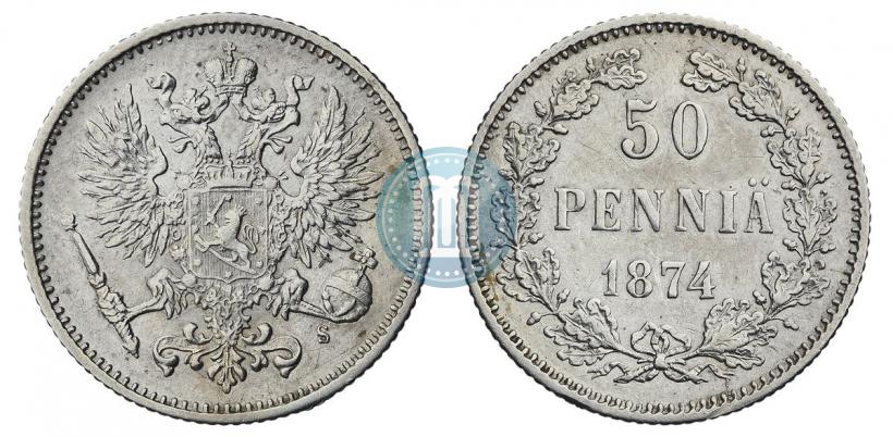 Фото 50 пенни 1874 года S 